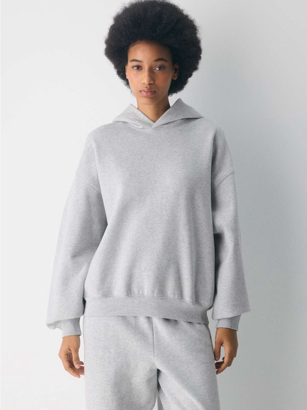 Aritzia Cozy Fleece Mega Fit Light Gray Women's Hooded Pullover Sweatshirt